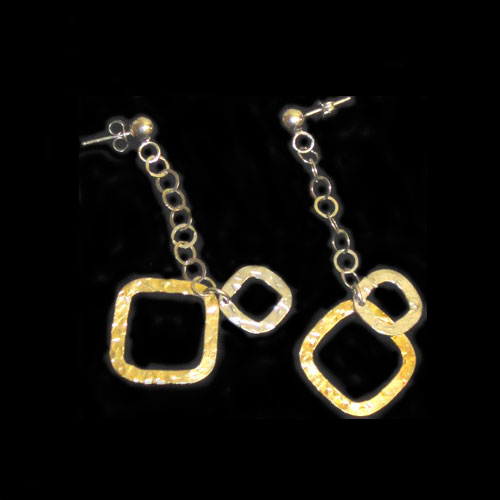 Imagen pendientes plata presión/colgar diseño cuadrados